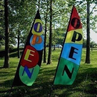 OPEN FLAG OPEN BANNER AND WINDSOCK POLE BY BALD EAGLE FLAG STORE FREDERICKSBURG VA USA (540) 374-3480 PHOTOGRAPH BY BALDEAGLEINDUSTRIES.COM