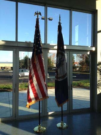 Indoor American Flag Set and Indoor Virginia Flag Set provided by Bald Eagle Flag Store Fredericksburg VA, Flag Store Phone 540-374-3480