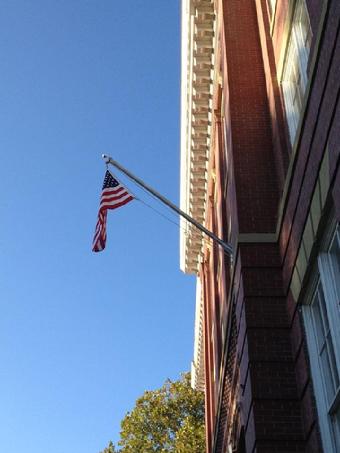 OUTRIGGER WALL MOUNT FLAGPOLE ALUMINUM FLAGPOLE BY BALD EAGLE FLAG STORE 540-374-3480 BALDEAGLEINDUSTRIES.COM  oldest commercial flagpole and flag store in Fredericksburg serving Richmond, Petersburg, Hampton, Newport News, Norfolk, Va Beach, Arlington, Alexandria, Fairfax, Springfield, Woodbridge, Quantico Mrine Corps Base, Stafford