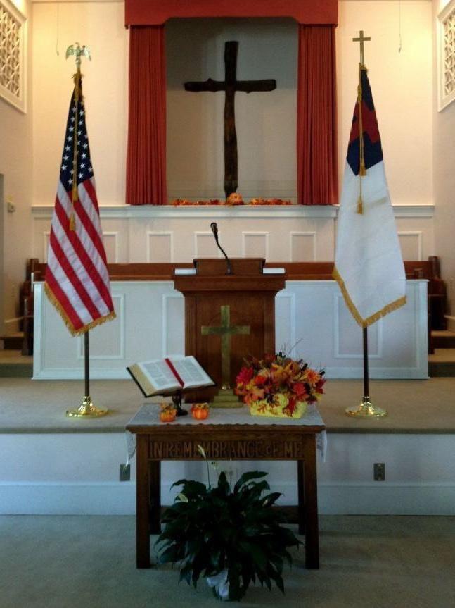 INDOOR FLAGS FOR CHURCH BY BALD EAGLE FLAG STORE DIVISION OF BALD EAGLE INDUSTRIES 540-374-3480 PHOTOGRAPH BY BALDEAGLEINDUSTRIES.COM