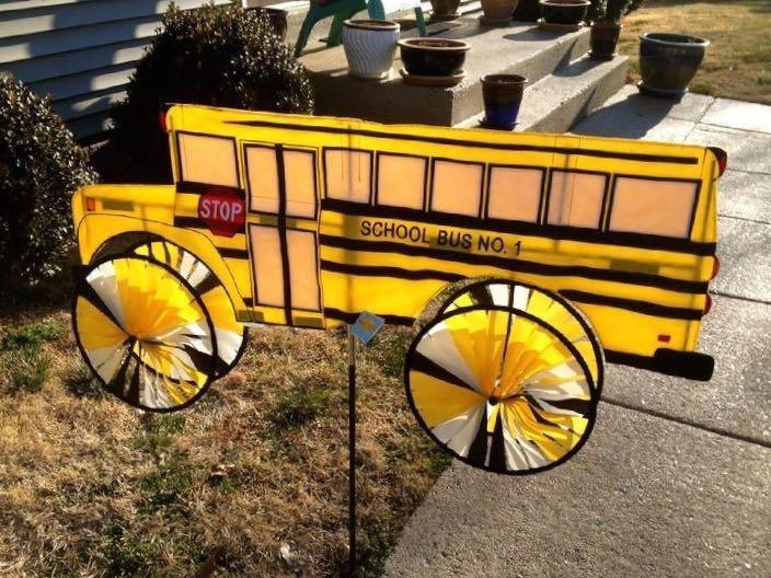 PREMIER KITES VINTAGE SOLARMAX NYLON LARGE SCHOOL BUS SPINNER BY BALD EAGLE FLAG STORE FREDERICKSBURG VA 540-374-3480 BALDEAGLEINDUSTRIES.COM  one of the most durable, fade resistant longest lasting spinners Premier Kites ever made,  from 2004