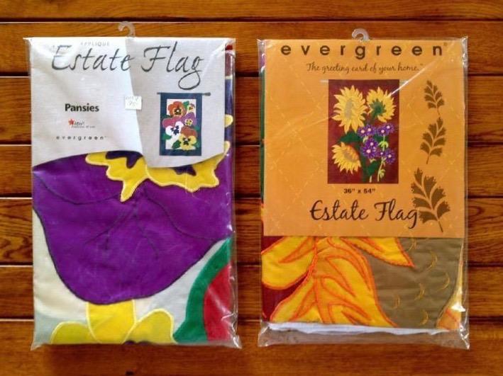 ESTATE FLAG SALES BY BALD EAGLE FLAG STORE DIVISION OF BALD EAGLE FLAG STORE DIVISION OF BALD EAGLE INDUSTRIES BALDEAGLEINDUSTRIES.COM BUY EVERGREEN ESTATE FLAG PANSIES FLAG, BUY EVERGREEN ENTERPRISES ESTATE SUNFLOWER FLAG