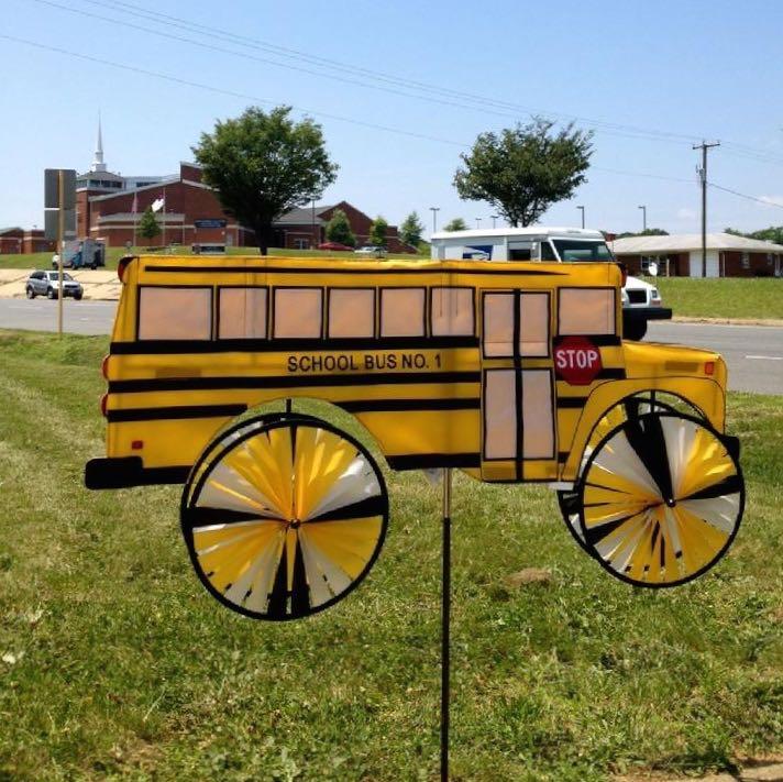 LARGE SCHOOL BUS GARDEN SPINNER BY BALD EAGLE FLAG STORE FREDERICKSBURG VA 540-374-3480 BALDEAGLEINDUSTRIES.COM