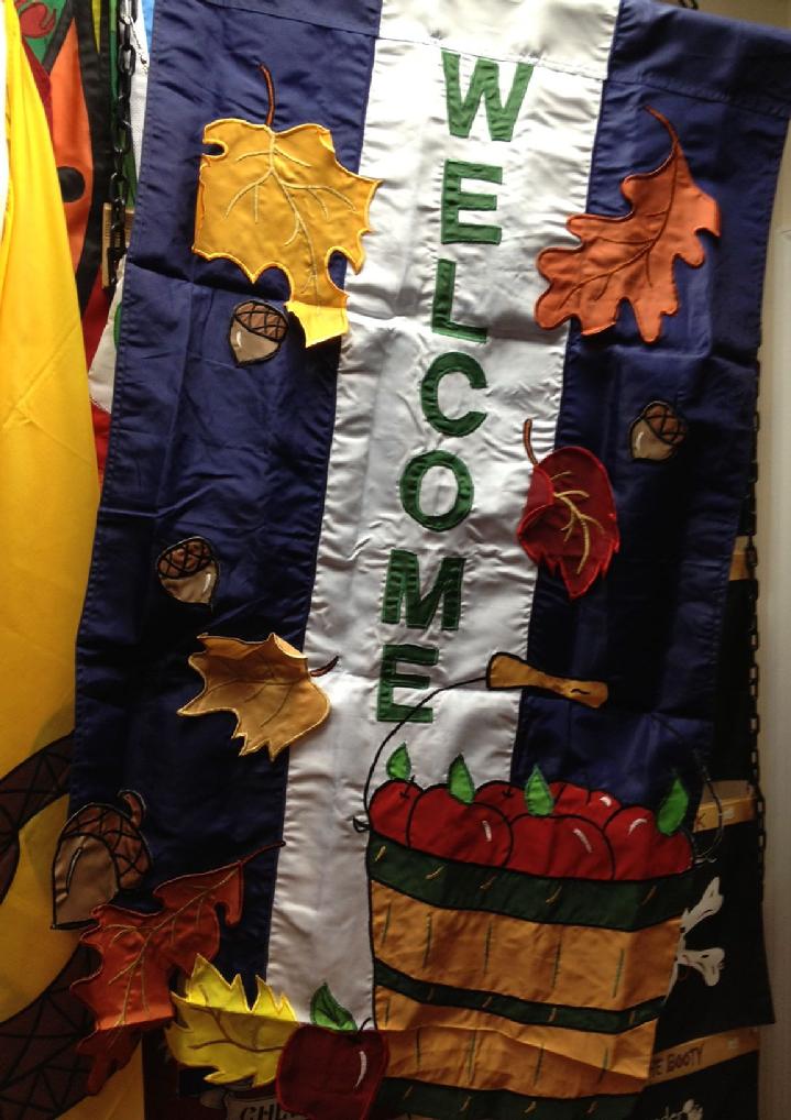 LARGE APPLIQUE FALL WELCOME FLAG FROM BALD EAGLE FLAG STORE (540) 374-3480 BALDEAGLEINDUSTRIES.COM