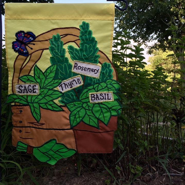 APPLIQUÉ GARDEN FLAG HERBS FLAG BY BALD EAGLE FLAG STORE FREDERICKSBURG VIRGINIA USA 540-374-3480 PHOTOGRAPH BY BALDEAGLEINDUSTRIES.COM