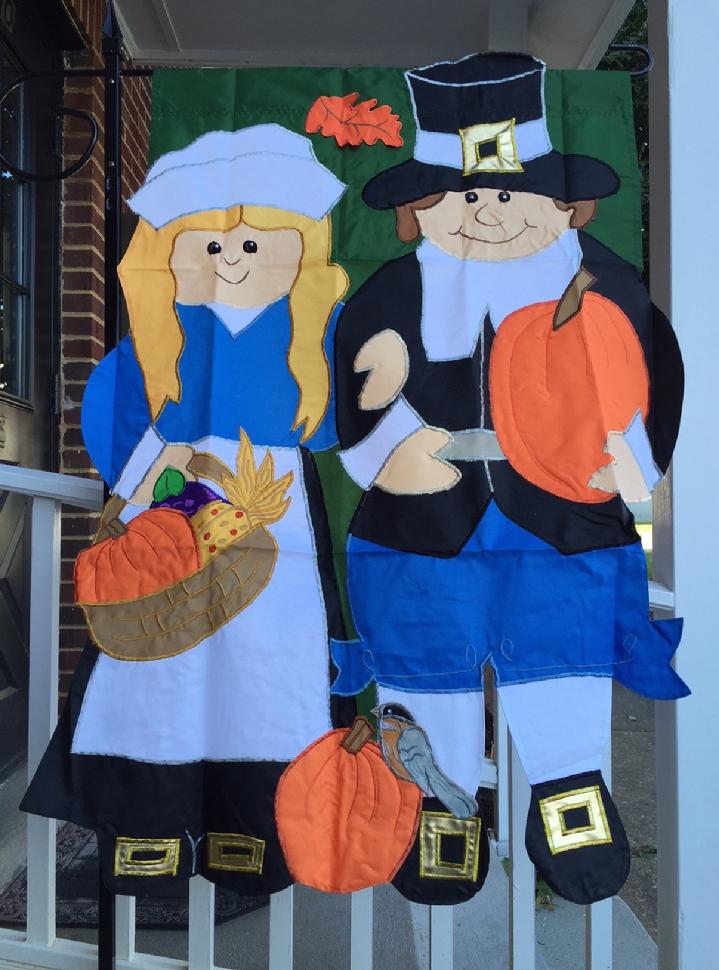 LARGE PILGRIMS FLAG, A DELUXE 3D APPLIQUE LARGE FLAG FOR THANKSGIVING BY BALD EAGLE FLAG STORE FREDERICKSBURG VA USA, (540) 374-3480 PHOTOGRAPH BY BALDEAGLEINDUSTRIES.COM
