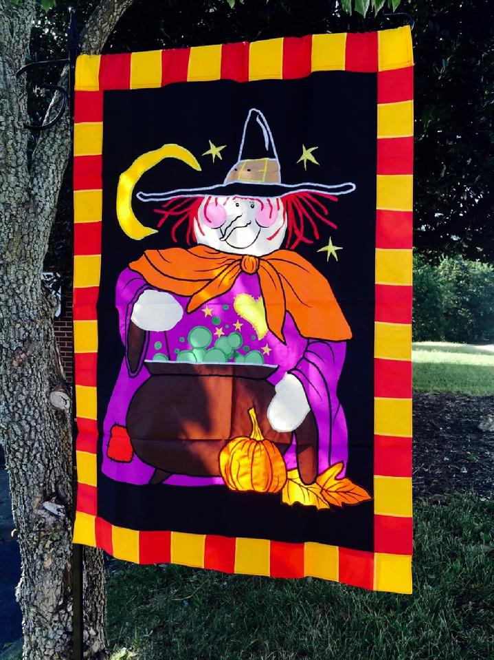 Deluxe Extra Large Witch's Brew Witch Flag by Bald Eagle Flag Store 540-374-3480 BALDEAGLEINDUSTRIES.COM the oldest operating commercial flagpole and flag store in Fredericksburg Virginia