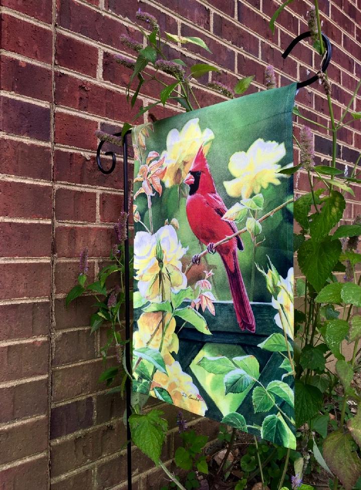 CARDINAL FLAG BIRD FLAG, A GARDEN FLAG BY BALD EAGLE FLAG STORE FREDERICKSBURG VA USA 540-374-3480 PHOTOGRAPH BY BALDEAGLEINDUSTRIES.COM