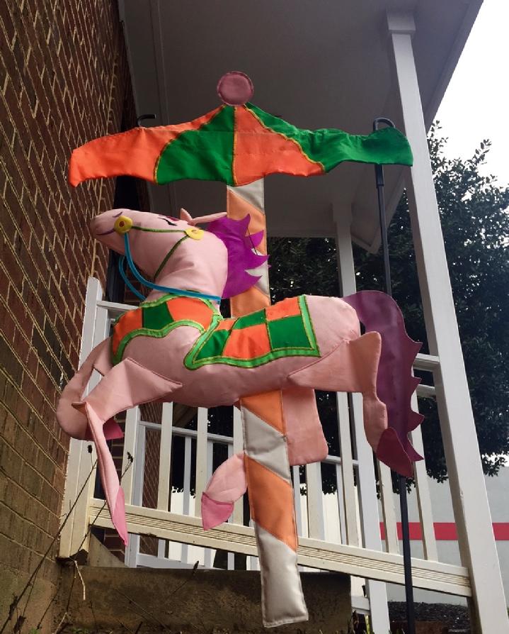 CAROUSEL HORSE FLAG BY BALD EAGLE FLAG STORE, FROM OUR PRIVATE COLLECTION OF VINTAGE FLAGS, FLAGS PRODUCED IN YEARS PAST, A FLAG THAT IS NO LONGER NEING MADE (540) 374-3480 PHOTOGRAPH BY BALDEAGLEINDUSTRIES.COM