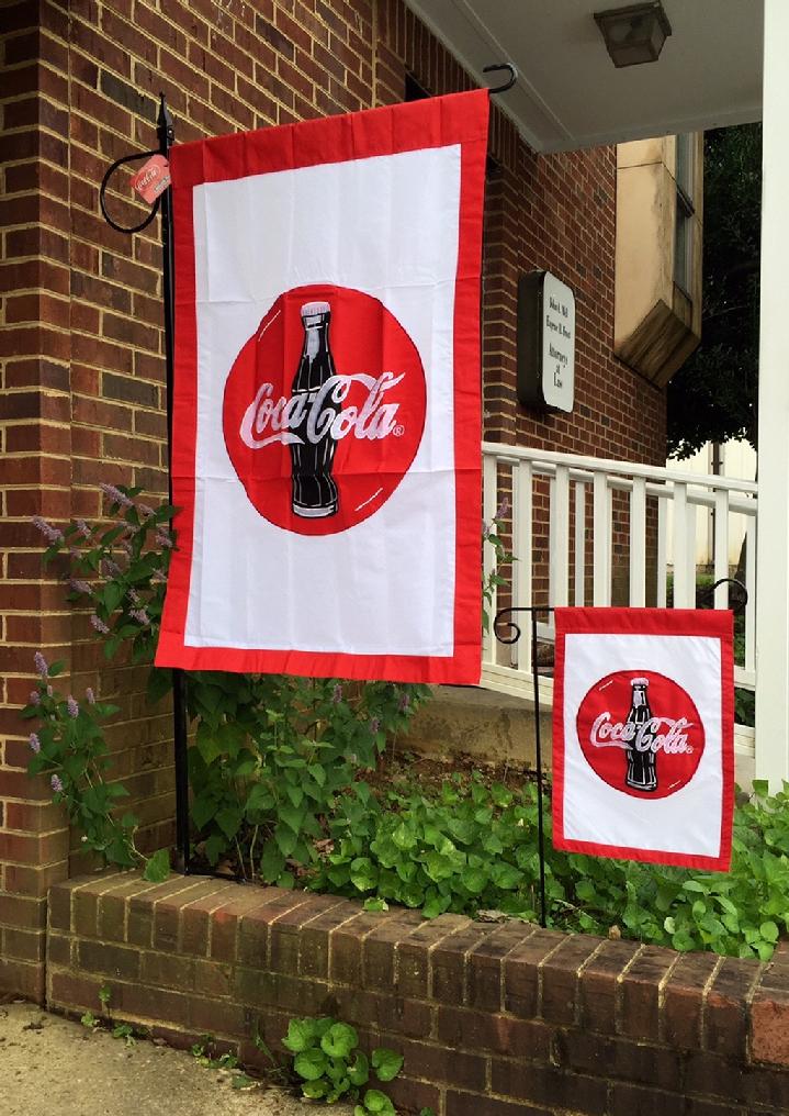 ADORNED APPLIQUE COCA-COLA FLAG SALES BY BALD EAGLE FLAG STORE FREDERICKSBURG VIRGINIA USA, 540-374-3480 PHOTOGRAPH BY BALDEAGLEINDUSTRIES.COM