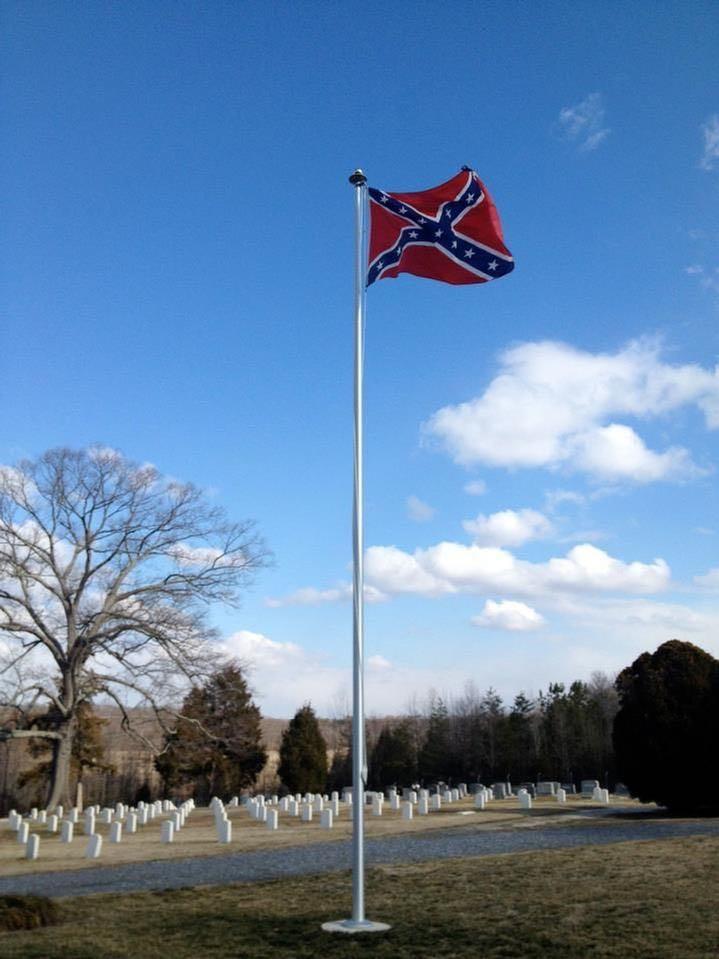 CONFEDERATE FLAG AND FLAGPOLE AT THE CONFEDERATE CEMETERY BY BALD EAGLE FLAG STORE FREDERICKSBURG VIRGINIA USA, 540-374-3480 PHOTOGRAPH BY BALDEAGLEINDUSTRIES.COM