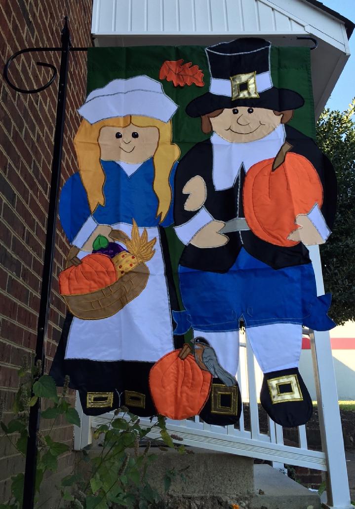 PILGRIMS FLAG, A DELUXE 3D APPLIQUE LARGE FLAG FOR THANKSGIVING BY BALD EAGLE FLAG STORE FREDERICKSBURG VA USA, (540) 374-3480 PHOTOGRAPH BY BALDEAGLEINDUSTRIES.COM