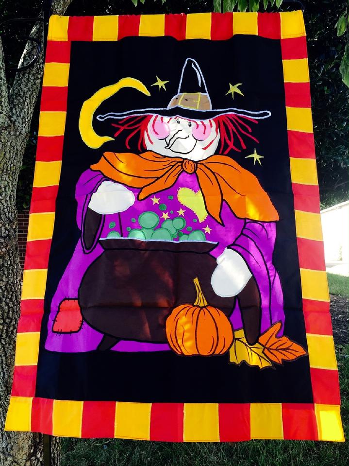 Deluxe Extra Large Witch's Brew Witch Flag by Bald Eagle Flag Store 540-374-3480 BALDEAGLEINDUSTRIES.COM the oldest operating commercial flagpole and flag store in Fredericksburg Virginia