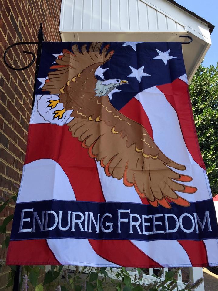 ENDURING FREEDOM FLAG PATRIOTIC FLAG BY BALD EAGLE FLAG STORE FREDERICKSBURG VIRGINIA USA PHOTOGRAPH BY BALDEAGLEINDUSTRIES.COM