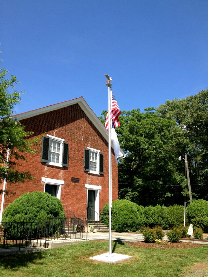 concord industries flagpole from bald eagle industries installed at macadonia christian church located in orange va, flagpole installation by bald eagle flag store fredericksburg va, bald eagle industries provided this flagpole fitted with a 15 inch flagpole eagle, solar flagpole light, revolving flagpole truck, halyard, flag snaps, cleat, cast aluminum flash collar, annin us flag and annin christian flag.  one piece tapered aluminum flagpole with natural anodized finish