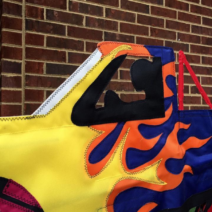 FLAME MONSTER TRUCK FLAME PICKUP TRUCK BY BALD EAGLE FLAG STORE FLAGPOLE AND FLAG, PHOTOGRAPH BY BALDEAGLEINDUSTRIES.COM (540) 374-3480