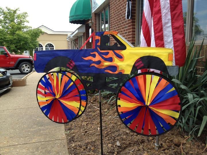 FLAME PICKUP TRUCK GARDEN SPINNER BY BALD EAGLE FLAG STORE FREDERICKSBURG VA 540-374-3480 BALDEAGLEINDUSTRIES.COM