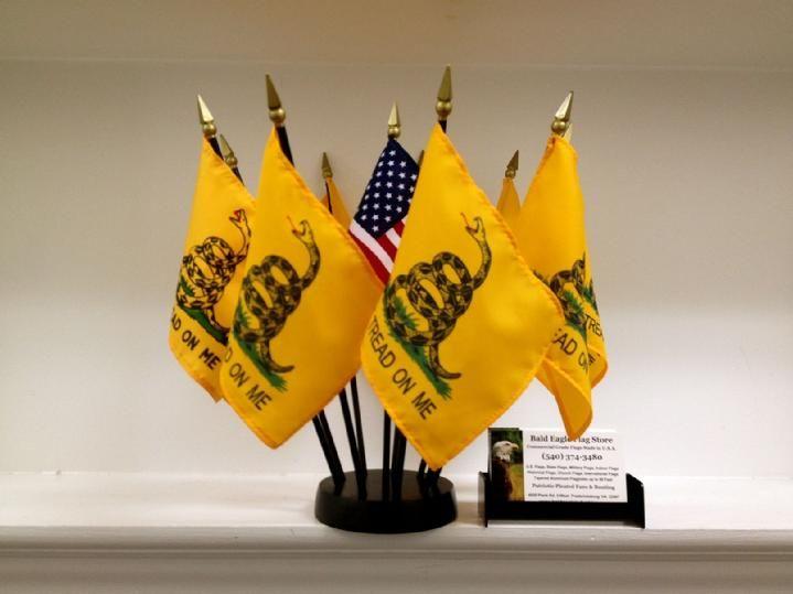gadsden flag by bald eagle flag store, gadsden flag made in va by the oldest flag company in fredericksburg va, dont tread on me rattlesnake flag is a historical flag of the united states