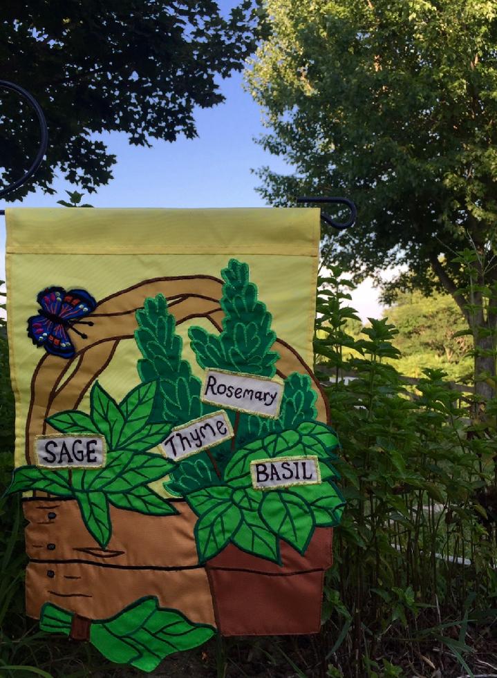 GARDEN FLAG BASIL SAGE ROSEMARY THYME FLAG BY BALD EAGLE FLAG STORE 540-374-3480 PHOTOGRAPH BY BALDEAGLEINDUSTRIES.COM