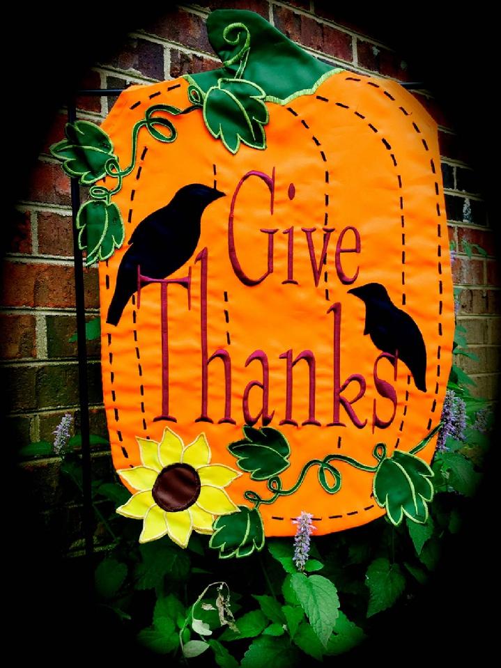 GIVE THANKS GARDEN FLAG APPLIQUÉ THANKSGIVING FLAG BY BALD EAGLE FLAG STORE serving Fredericksburg, Richmond, Hampton, Newport News, Norfolk, Va Beach, Arlington, Alexandria, Fairfax, Springfield, Woodbridge, Quantico, Stafford, 540-374-3480 BALDEAGLEINDUSTRIES.COM
