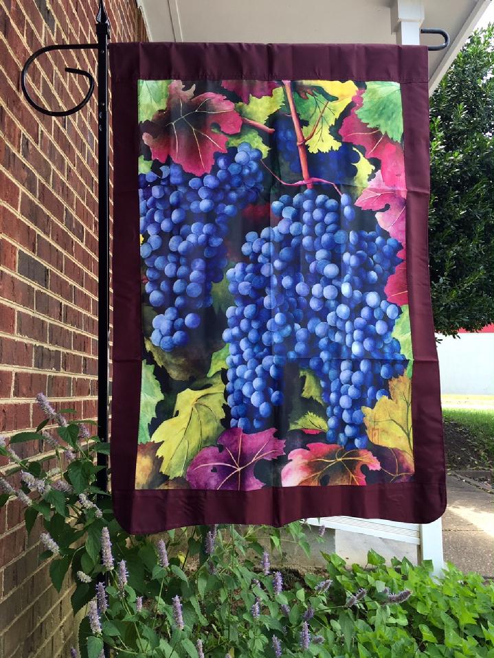 GRAPES FLAG GRAPEVINE FLAG FOR A VINEYARD BY BALD EAGLE FLAG STORE FREDERICKSBURG VA USA 540-374-3480 PHOTOGRAPH BY BALDEAGLEINDUSTRIES.COM