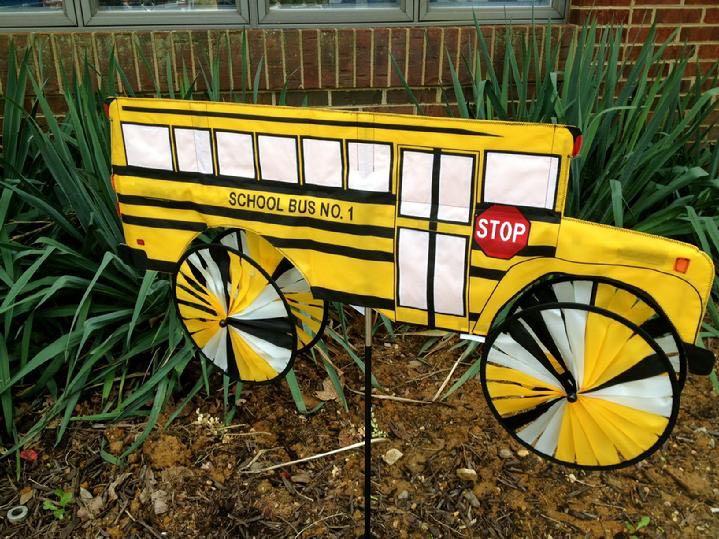 LARGE SCHOOL BUS GARDEN SPINNER BY BALD EAGLE FLAG STORE FREDERICKSBURG VA 540-374-3480 BALDEAGLEINDUSTRIES.COM