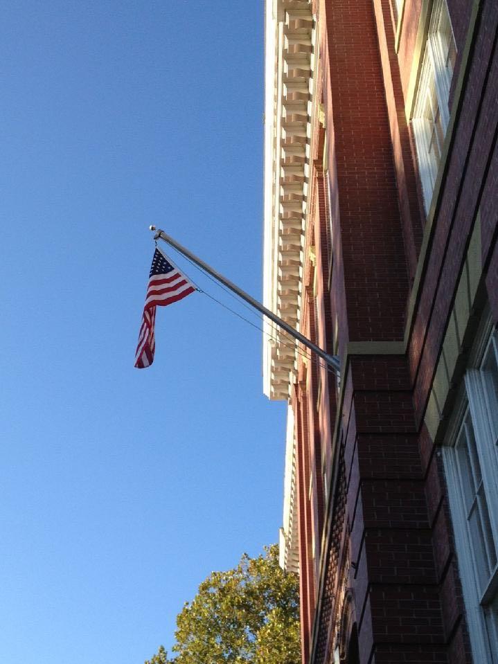 OUTRIGGER WALL MOUNT FLAGPOLE ALUMINUM FLAGPOLE BY BALD EAGLE FLAG STORE 540-374-3480 BALDEAGLEINDUSTRIES.COM  oldest commercial flagpole and flag store in Fredericksburg serving Richmond, Petersburg, Hampton, Newport News, Norfolk, Va Beach, Arlington, Alexandria, Fairfax, Springfield, Woodbridge, Quantico Mrine Corps Base, Stafford