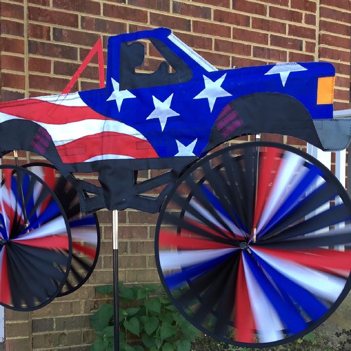 PATRIOTIC PICKUP TRUCK PATRIOTIC MONSTER TRUCK BY BALD EAGLE FLAG STORE SERVING FREDERICKSBURG, RICHMOND, HAMPTON, NEWPORT NEWS, NORFOLK, VA BEACH, ARLINGTON, ALEXANDRIA, FAIRFAX, STAFFORD, WARRANTOR, FRONT ROYAL, HAYMARKET, MANASSAS, PHOTOGRAPH BY BALDEAGLEINDUSTRIES.COM (540) 374-3480