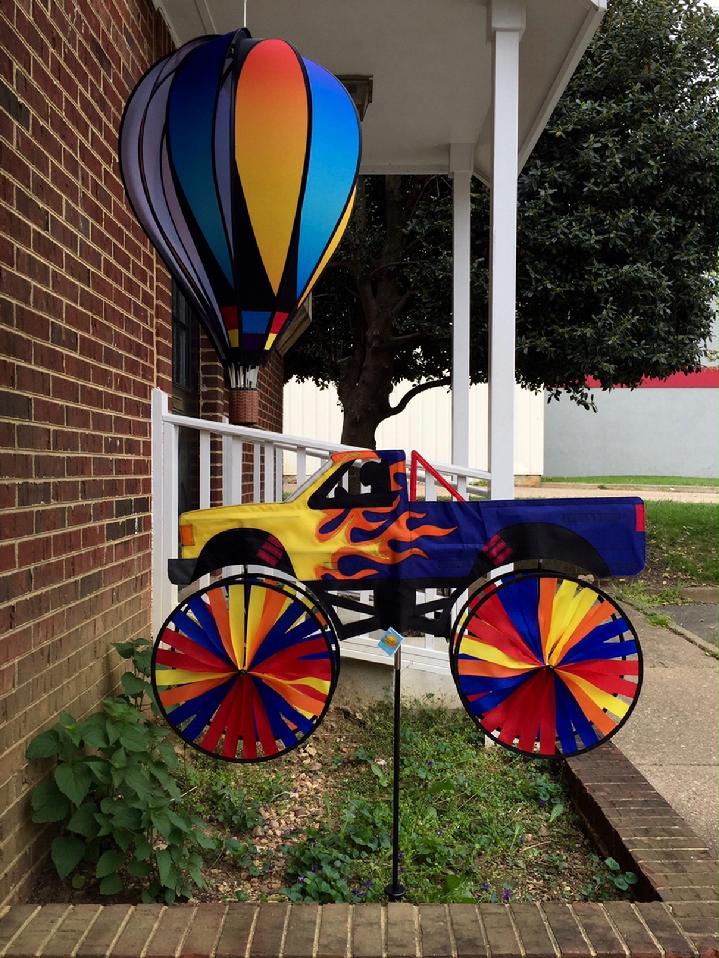 FLAME MONSTER TRUCK FLAME PICKUP TRUCK BY BALD EAGLE FLAG STORE FLAGPOLE AND FLAG, PHOTOGRAPH BY BALDEAGLEINDUSTRIES.COM (540) 374-3480