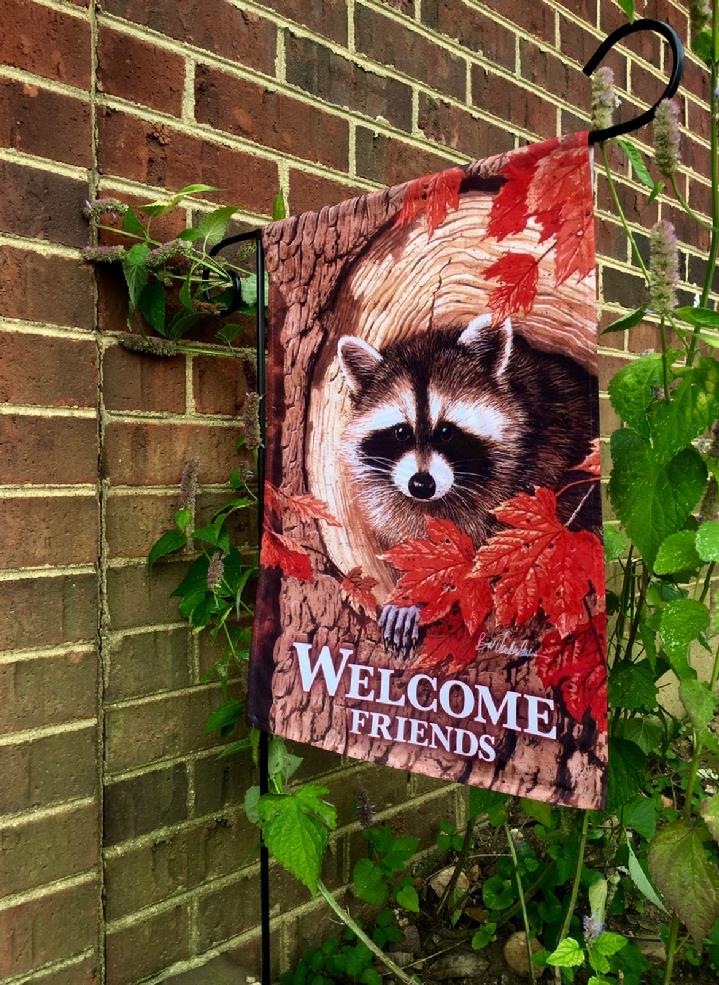RACOON FLAG, A GARDEN FLAG BY BALD EAGLE FLAG STORE FREDERICKSBURG VA USA 540-374-3480 PHOTOGRAPH BY BALDEAGLEINDUSTRIES.COM