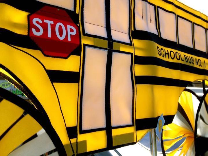 LARGE SCHOOL BUS GARDEN SPINNER BY BALD EAGLE FLAG STORE FREDERICKSBURG VA 540-374-3480 BALDEAGLEINDUSTRIES.COM