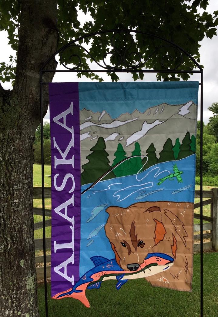 SEWN APPLIQUE FLAG ALASKA FLAG BY BALD EAGLE FLAG STORE 540-374-3480 PHOTOGRAPH BY BALDEAGLEINDUSTRIES.COM