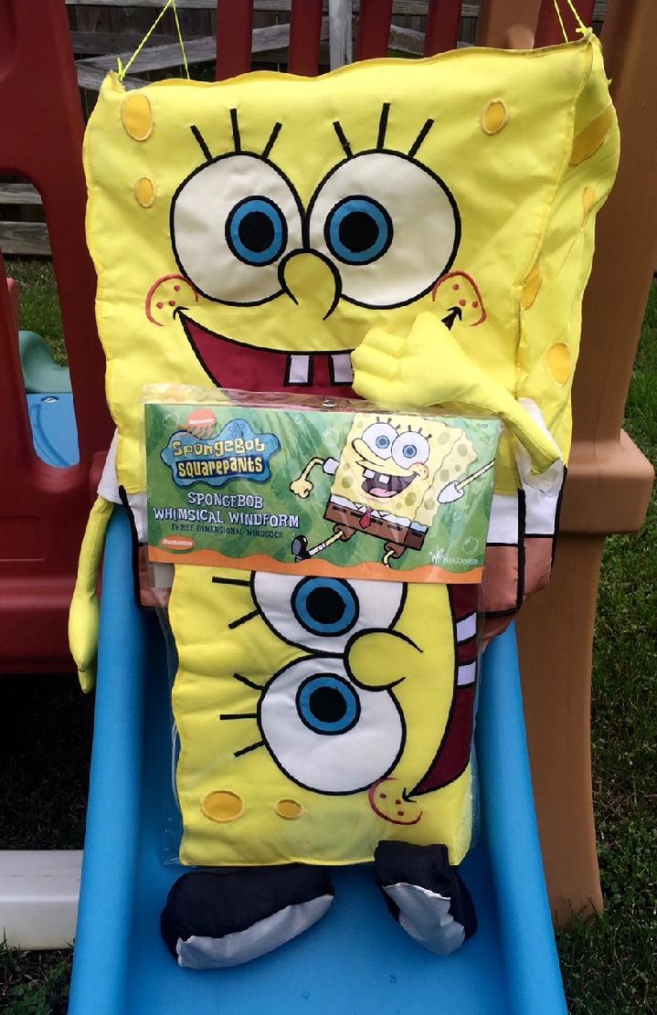 VINTAGE SPONGEBOB SQUAREPANTS WHIMSICAL WINDFORM WINDSOCK BY BALD EAGLE INDUSTRIES FREDERICKSBURG VA USA, PHOTOGRAPH BY BALDEAGLEINDUSTRIES.COM (540) 374-3480
