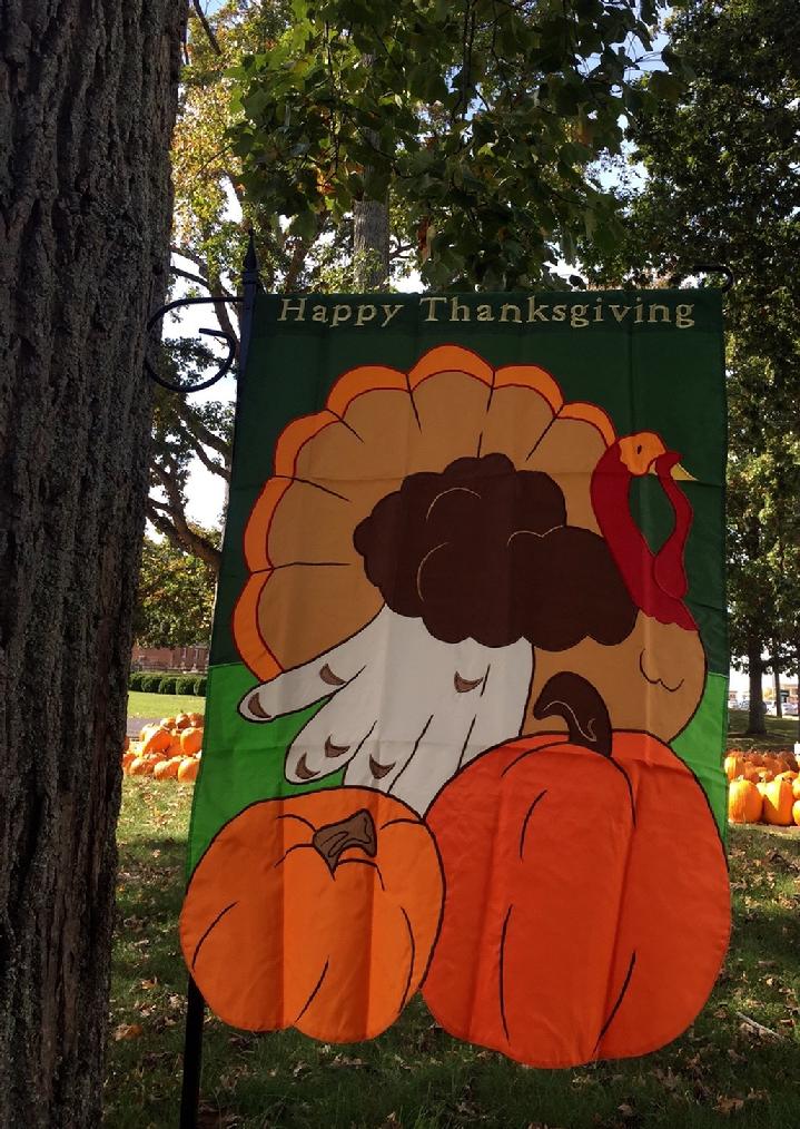 VINTAGE DELUXE 3D APPLIQUE HAPPY THANKSGIVING FLAG TRADITIONAL TURLEY FLAG BY BALD EAGLE FLAG STORE FREDERICKSBURG VIRGINIA USA 22407 (540) 374-3480 BALDEAGLEINDUSTRIES.COM