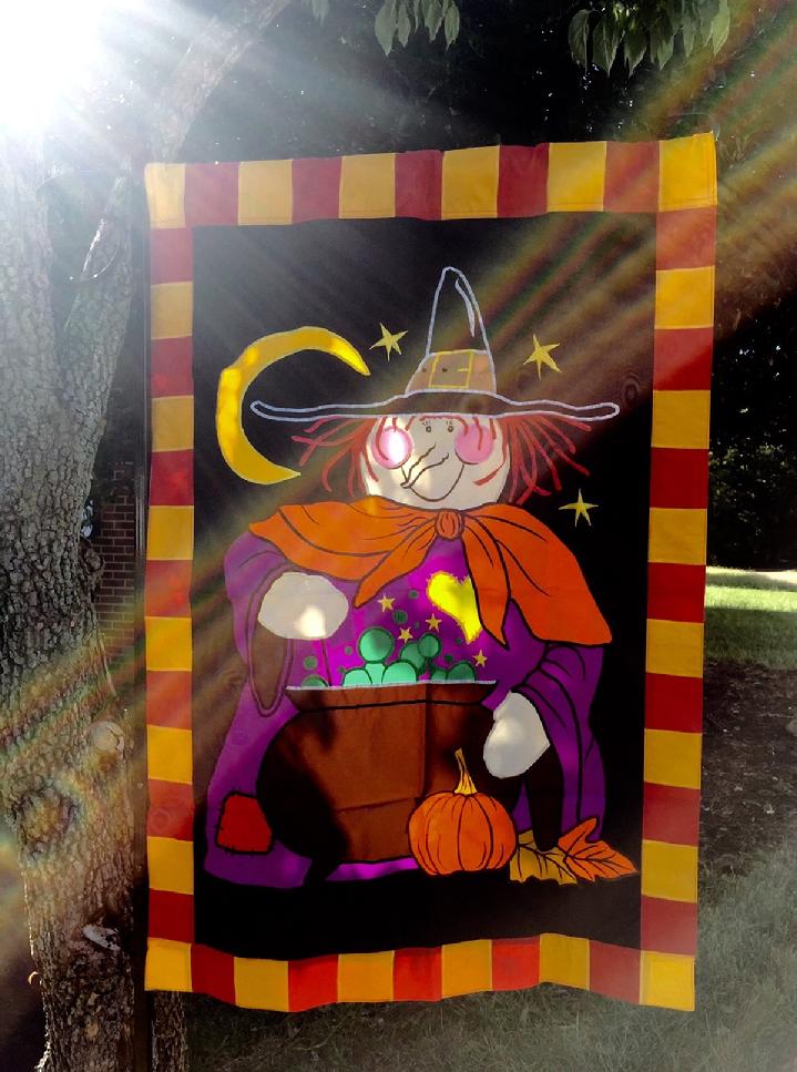 Deluxe Extra Large Witch's Brew Witch Flag by Bald Eagle Flag Store 540-374-3480 BALDEAGLEINDUSTRIES.COM the oldest operating commercial flagpole and flag store in Fredericksburg Virginia