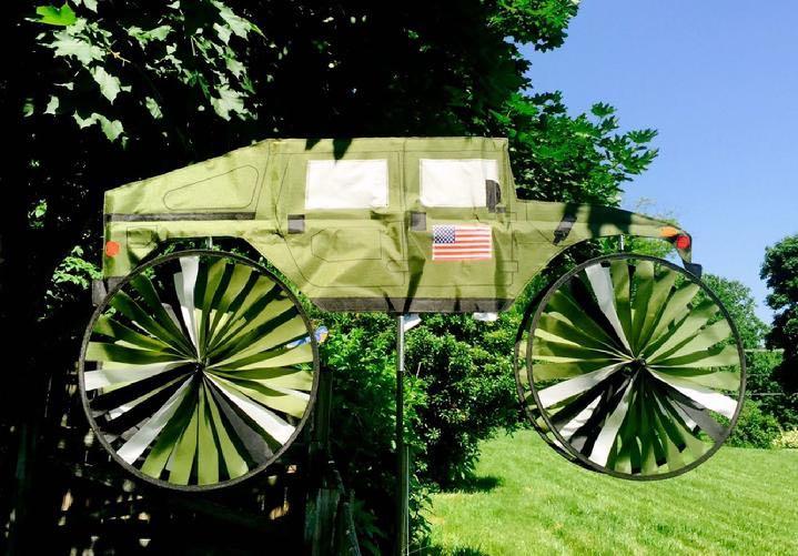 VINTAGE MILITARY HUMMER MILITARY VEHICLE BY BALD EAGLE FLAG STORE FREDERICKSBURG VA 540-374-3480 BALDEAGLEINDUSTRIES.COM from our private collection of garden spinners produced in years past