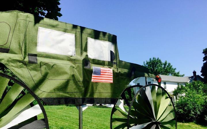VINTAGE MILITARY HUMMER MILITARY VEHICLE BY BALD EAGLE FLAG STORE FREDERICKSBURG VA 540-374-3480 BALDEAGLEINDUSTRIES.COM from our private collection of garden spinners produced in years past