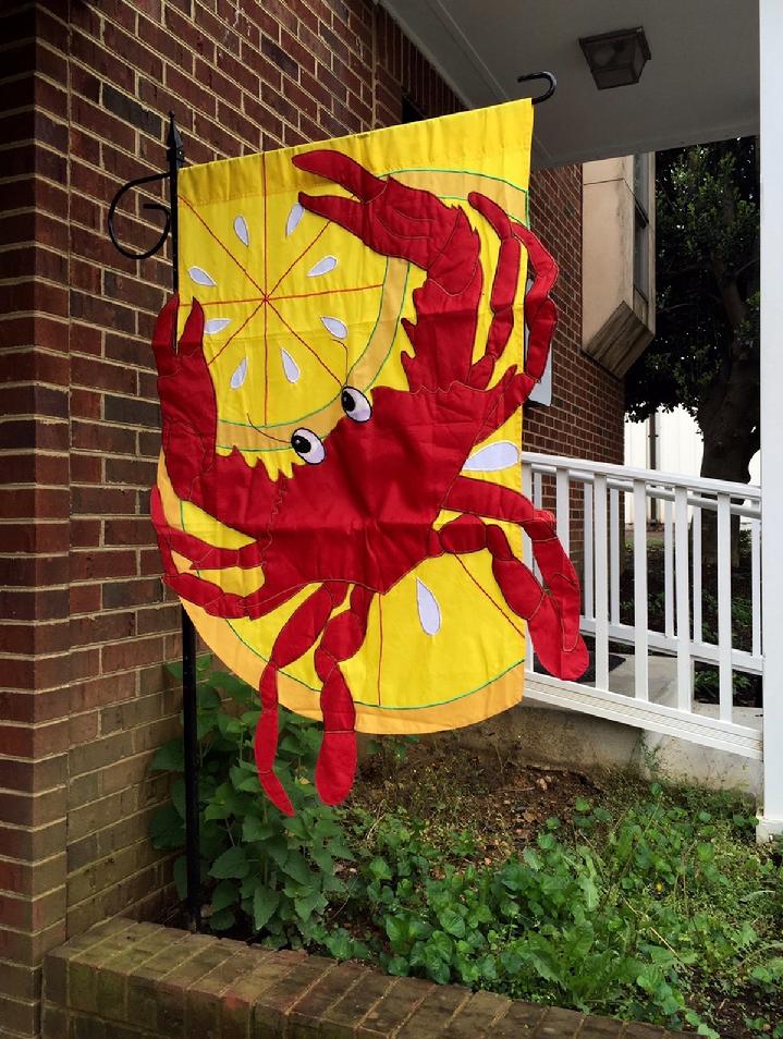 RARE VINTAGE FLAG COLLECTION,  FULLY SEWN DOUBLE SIDED 3D APPLIQUÉ LARGE RED CRAB FLAG BY BALD EAGLE FLAG STORE DIVISION OF BALD EAGLE INDUSTRIES, PHOTOGRAPH BY BALDEAGLEINDUSTRIES.COM (540) 374-3480