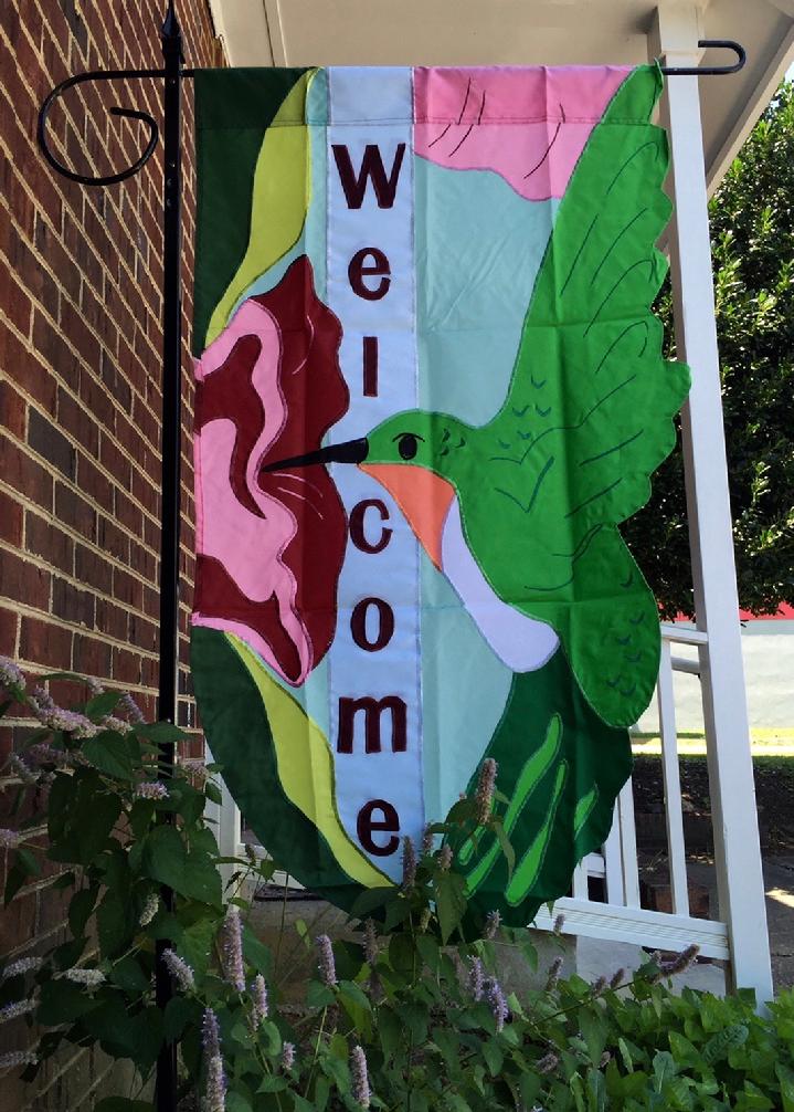 WELCOME FLAG HUMMINGBIRD FLAG BY BALD EAGLE FLAG STORE FREDERICKSBURG VIRGINIA USA 540-374-3480 PHOTOGRAPH BY BALDEAGLEINDUSTRIES.COM