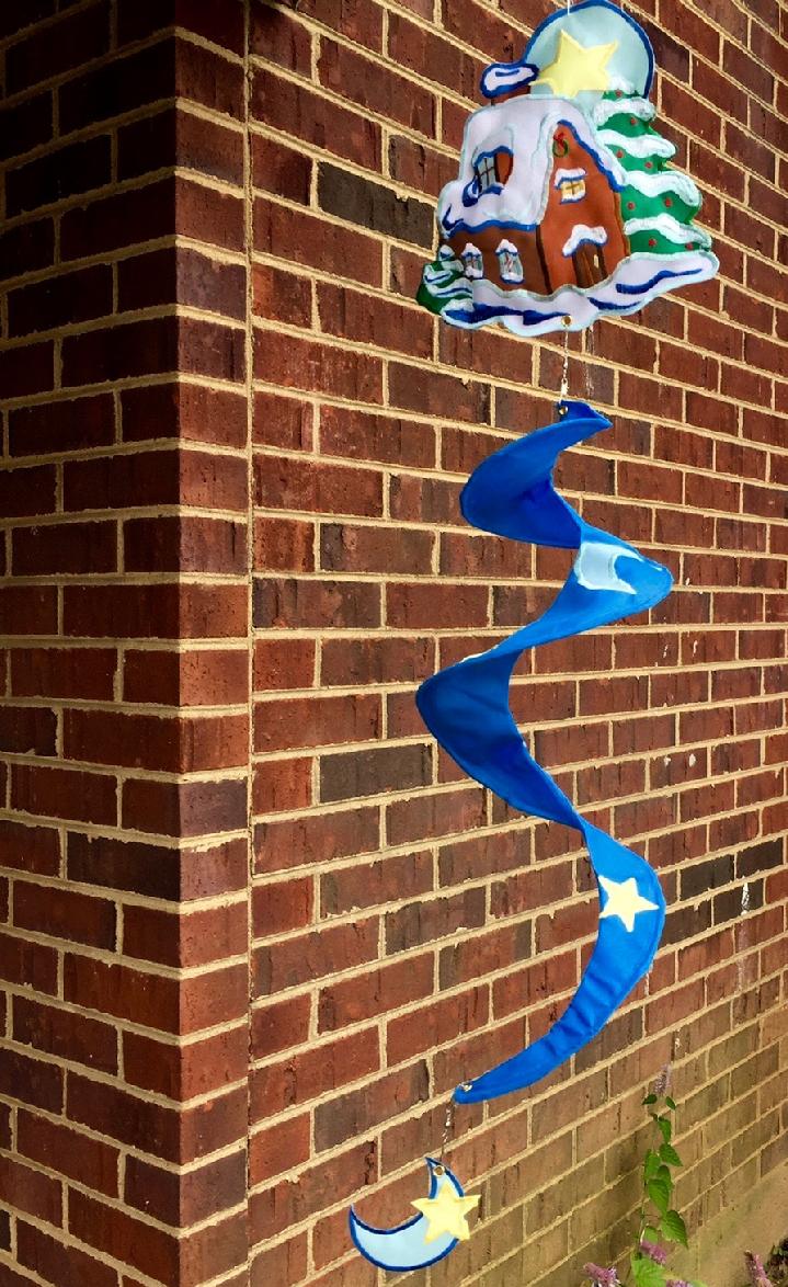 WIND SPINNER, SANTA WORKSHOP SPINNER CHRISTMAS FLAG BY BALD EAGLE FLAG STORE 540-374-3480 PHOTOGRAPH BY BALDEAGLEINDUSTRIES.COM